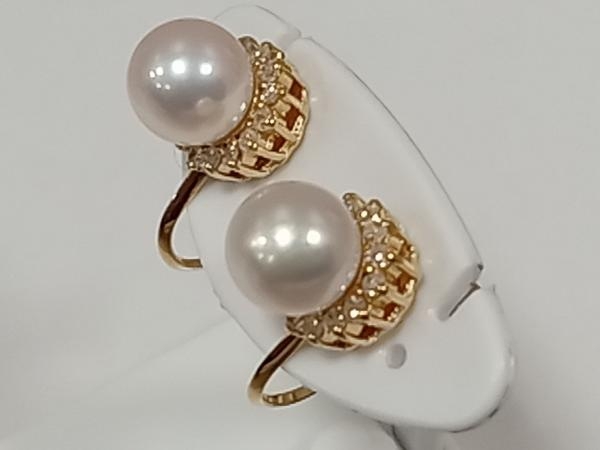 人気大割引 【可愛いダイヤ付き】K18/ダイヤ0.10ct×2 /イヤリング/2.9g イヤリング ダイヤモンド