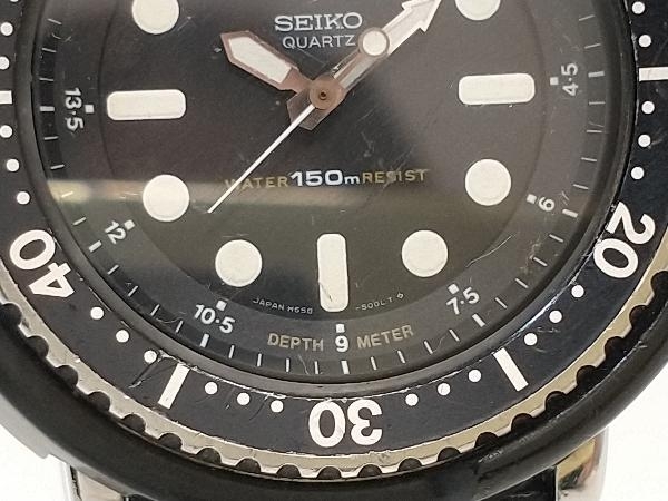 【1円】ジャンク SEIKO セイコー H558-5000 150m ハイブリットダイバー クォーツ メンズ 腕時計 アナデジ ブラック 秒針不良 パーツ取り_画像6