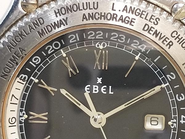 【1円】ジャンク 不動 EBEL エベル GLOBE 9124913 自動巻き デイト シルバー SS ブラック文字盤 腕時計 要メーカー修理_画像5