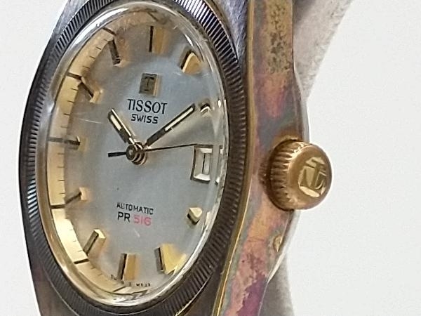 【1円】ジャンク 稼働 TISSOT ティソ PR516 デイト 自動巻き メンズ 腕時計 SS アンティーク_画像3