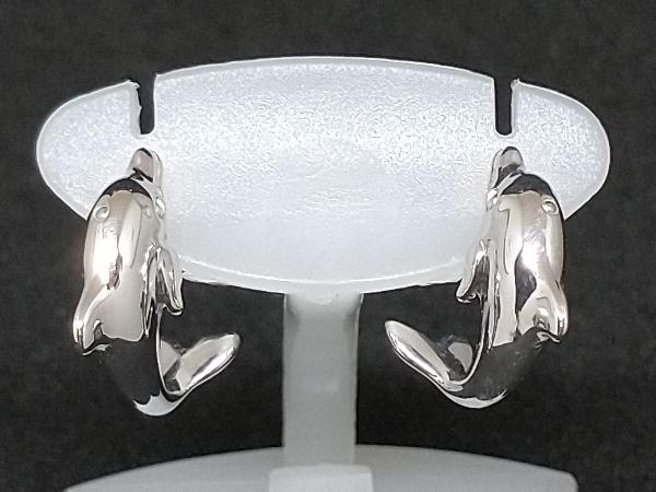 Star jewelry Star Jewelry K18 18 золотой WG дельфин Dolphin дизайн серьги белое золото 4.0g магазин квитанция возможно 