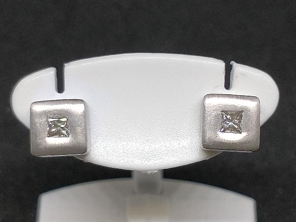 Pt900 ダイヤモンド スクエア デザイン ピアス プラチナ 4.3g 店舗受取可