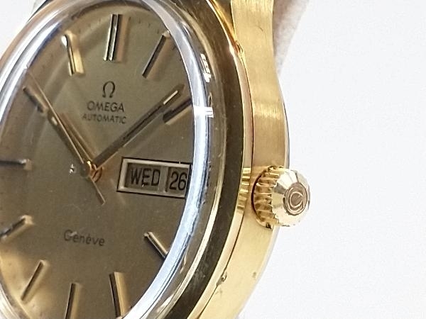 【1円】ジャンク 稼働 OMEGA Geneve オメガ ジュネーヴ デイデイト ゴールド SS メンズ 自動巻き 腕時計 アンティーク リューズ不良_画像4