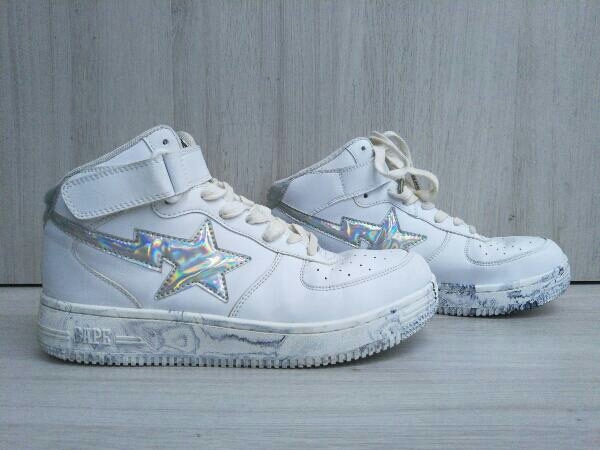 A BATHING APE アベイシングエイプ MARBLE BAPE STA MID M2 スニーカー ハイカット 星 白 ホワイト シルバー メンズ 28cm_画像3