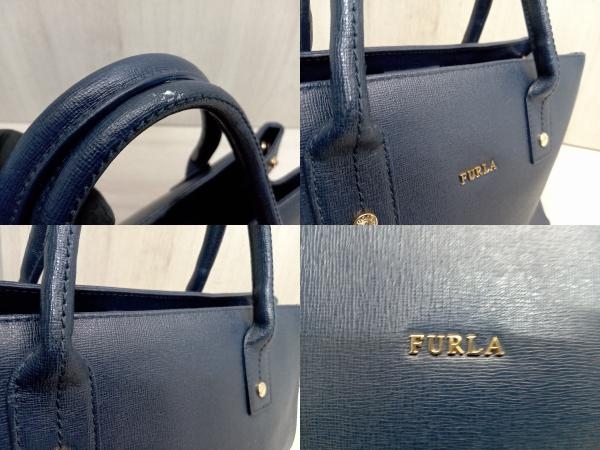 FURLA ハンドバッグ ネイビー (ショルダーストラップ欠品)_画像7