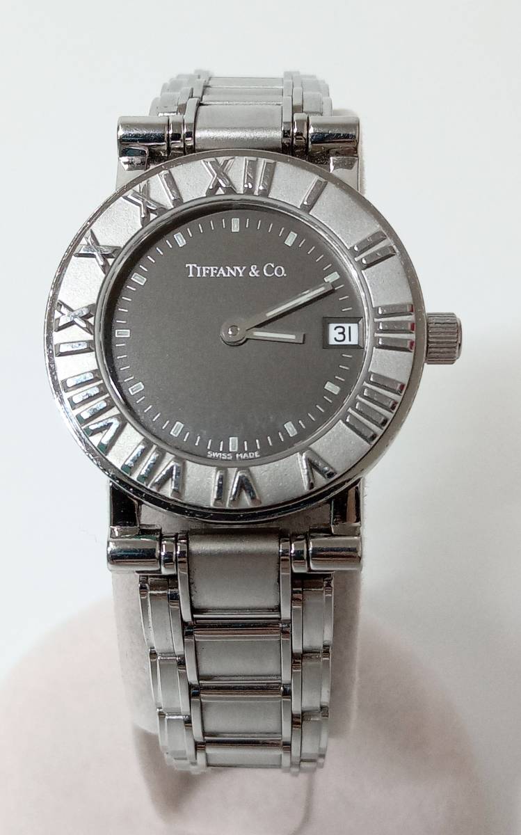 印象のデザイン TIFFANY&Co. アトラス クォーツ 電池式 デイト 文字盤ブラック ティファニー