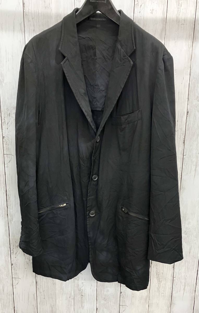 Yohji Yamamoto POUR HOMME/ムラ染ギャバ三ツ釦ジャケット/ヨウジヤマモトプールオム/テーラードジャケット/HR-J05-101/ブラック/サイズ2_画像1