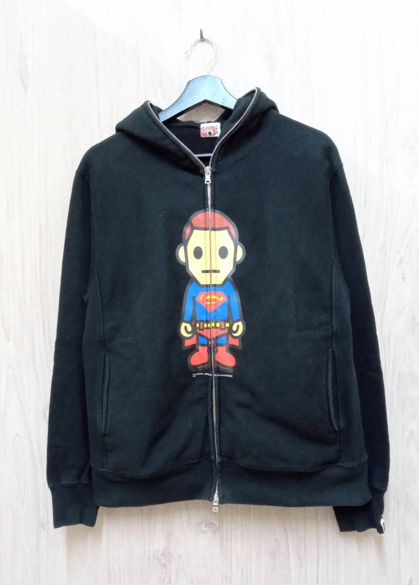 A BATHING APE/アベイシングエイプ/パーカー/フルジッププリントパーカー/DC comics × BAPE/ブラック/Sサイズ_画像1