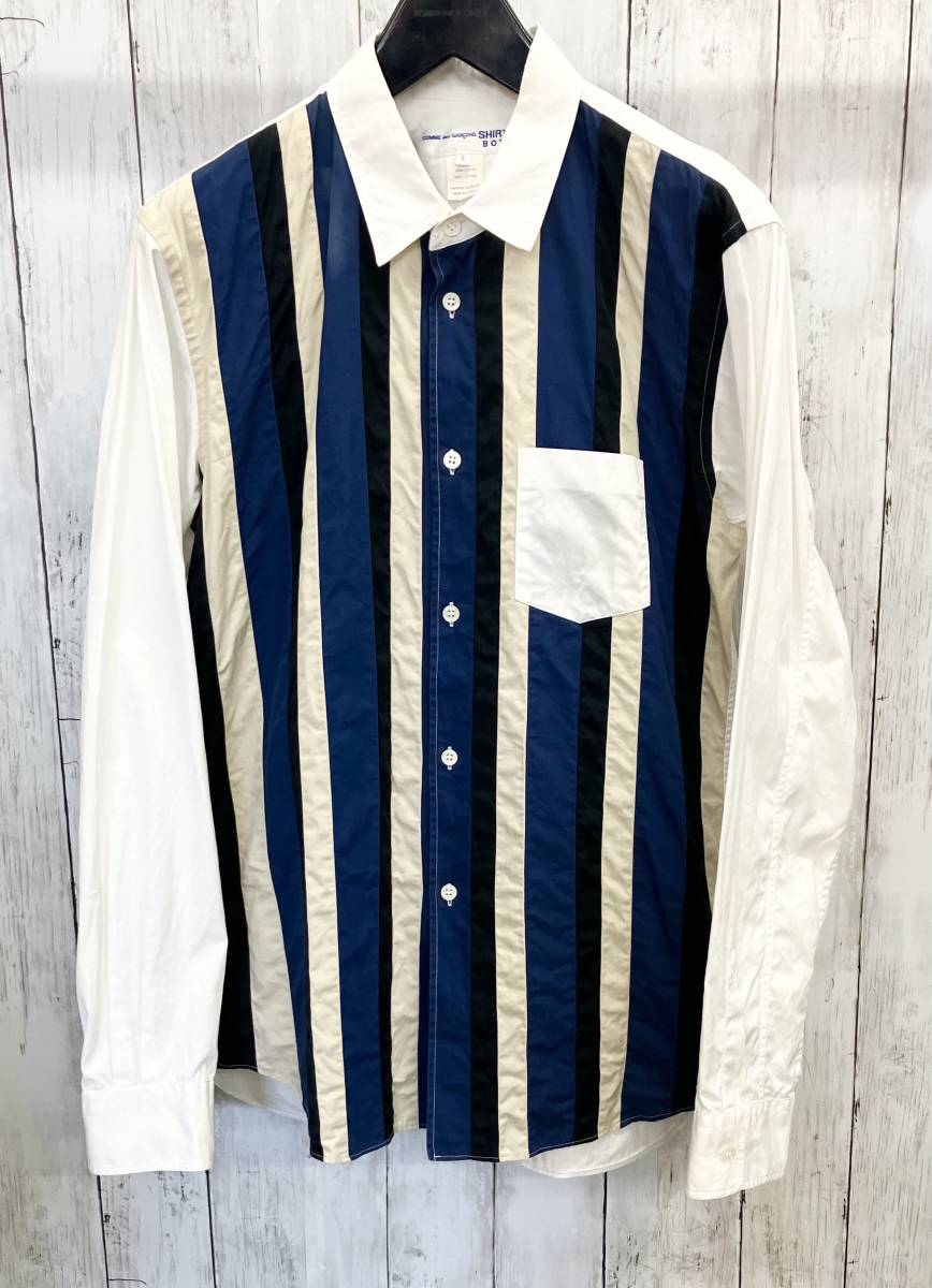 COMME des GARCONS SHIRT BOY /長袖シャツ/コムデギャルソンシャツボーイ/マルチストライプ S24900/ コットン/L/春