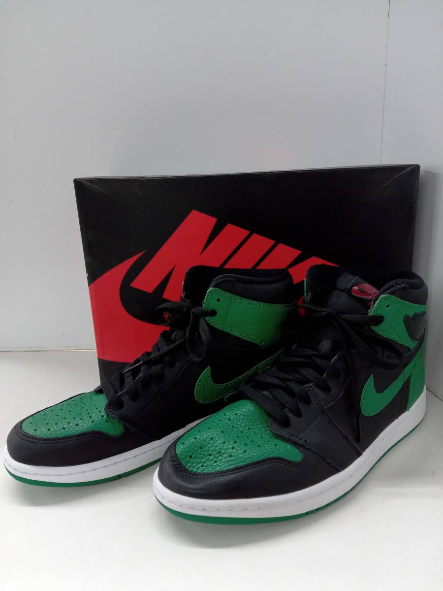 NIKE ナイキ Air Jordan Retro Hi OG スニーカー ブラック×グリーン 28cm 555088-030_画像1