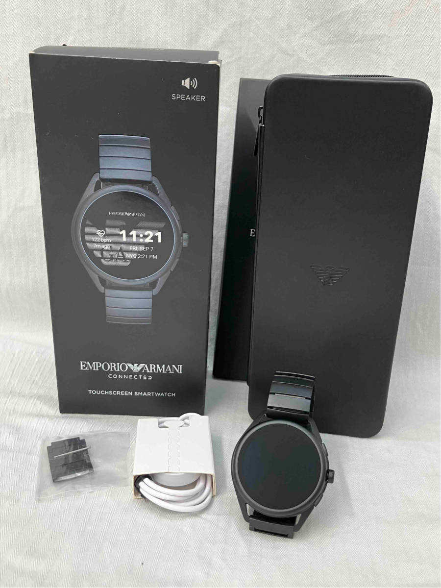 [箱付] EMPORIO ARMANI エンポリオアルマーニ タッチスクリーン スマートウォッチ ART5020 腕時計 黒 ブラック