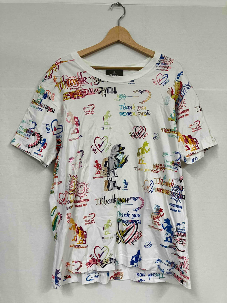 Vivienne Westwood MAN ヴィヴィアン ウエストウッド マン 総柄Tシャツ VW-LP-82804 “ THANK YOU ” リラックスTシャツ サイズ48