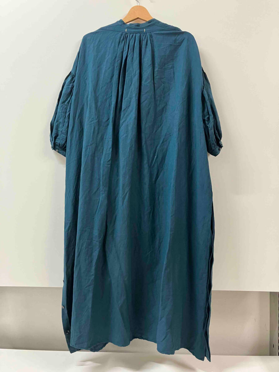 【美品】suzuki takayuki A241-17 puff-sleeve shirt dress シャツワンピース レディース サイズ1 麻混 ブルー 参考定価59,400円 タグ付きの画像3