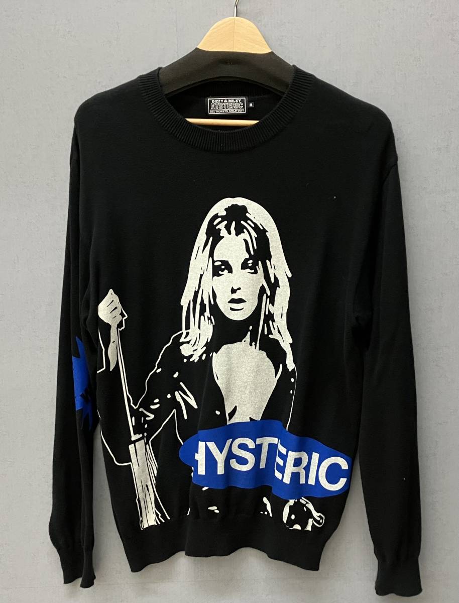 HYSTERIC GLAMOUR BLACK LEATHER WOMAN プルオーバー 02221NS03 メンズ ニット Mサイズ ストリート ブラック_画像1