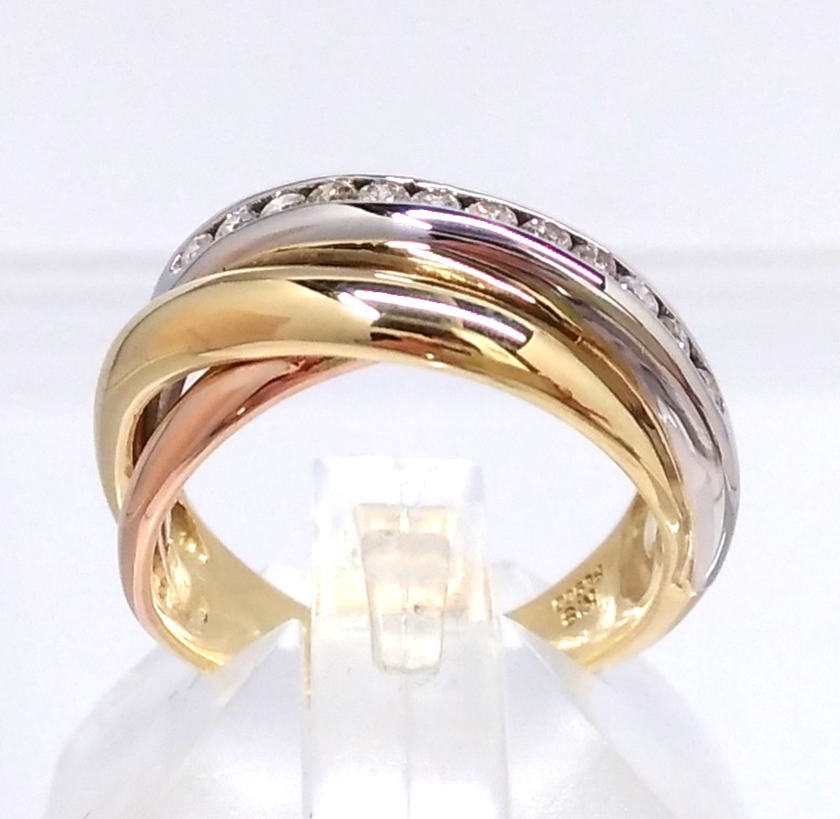 [ new goods finishing settled ] Pt900 K18 diamond 0.20ct ring approximately 7 number 6.6g