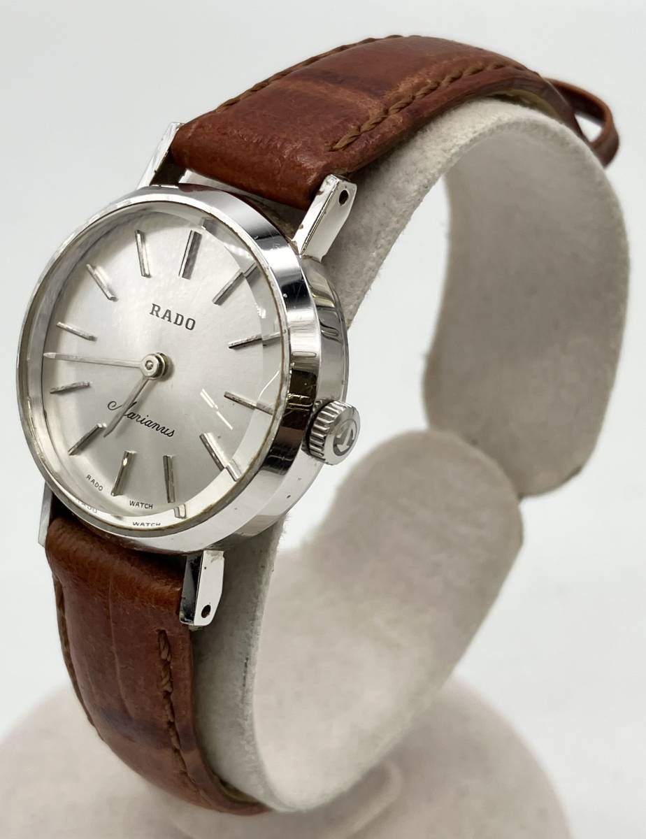 ジャンク RADO ラドー Marianus マリアヌス K1025815 アナログ 機械式 手巻き 革ベルト 腕時計_画像2