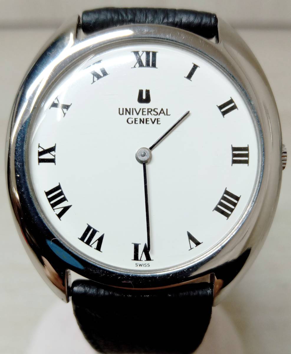 稼働品　UniversalGeneve　ユニバーサルジュネーヴ　手巻　ヴィンテージ腕時計　白文字盤 店舗受取可