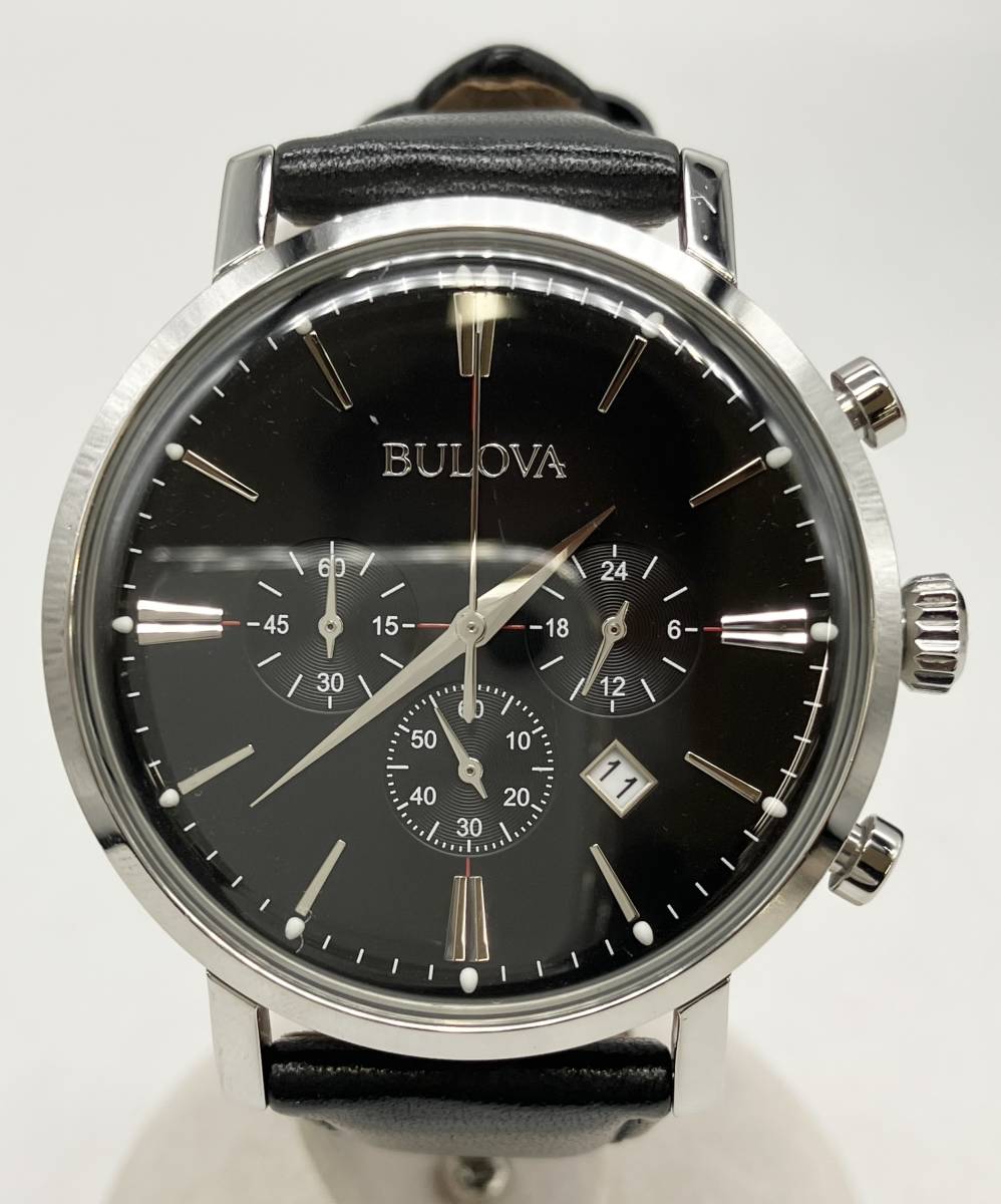 BULOVA ブローバ C8691615 アナログ クオーツ クロノグラフ 革ベルト 黒文字盤 腕時計