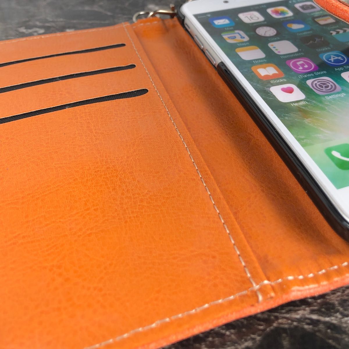 iPhoneXs iPhoneX スエード調 コンチョ付き オレンジ   手帳型ケース スマホケース iPhone