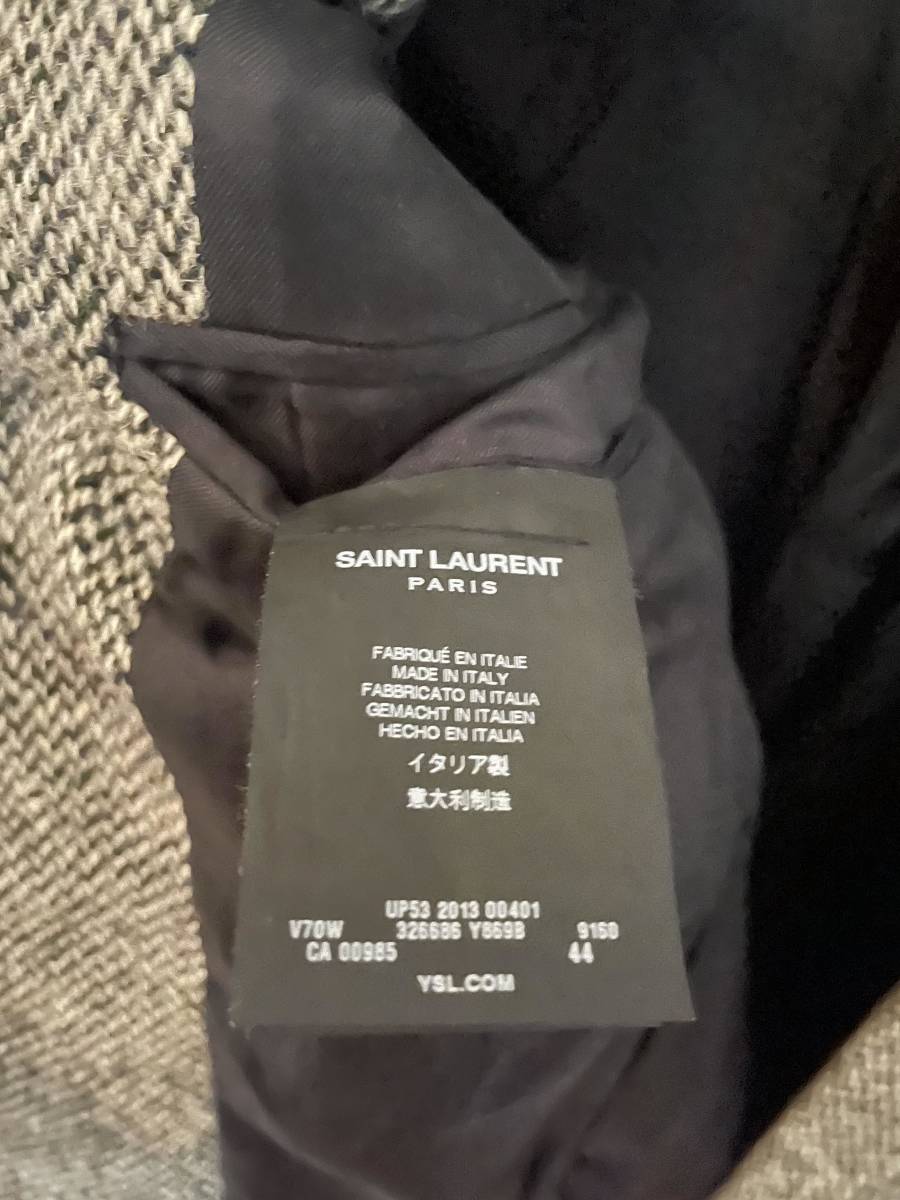 13AW Hedi期 Saint Laurent ツイードジャケット エルボーパッチ サイズ:44 最小サイズ イタリア製 未使用_画像8