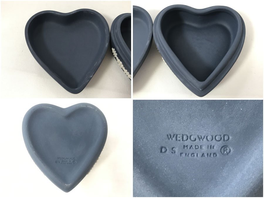 WEDGWOOD ウェッジウッド 2点セット ジャスパー ハート型 小物入れ・ラウンド プレート トレー 陶磁器_画像3