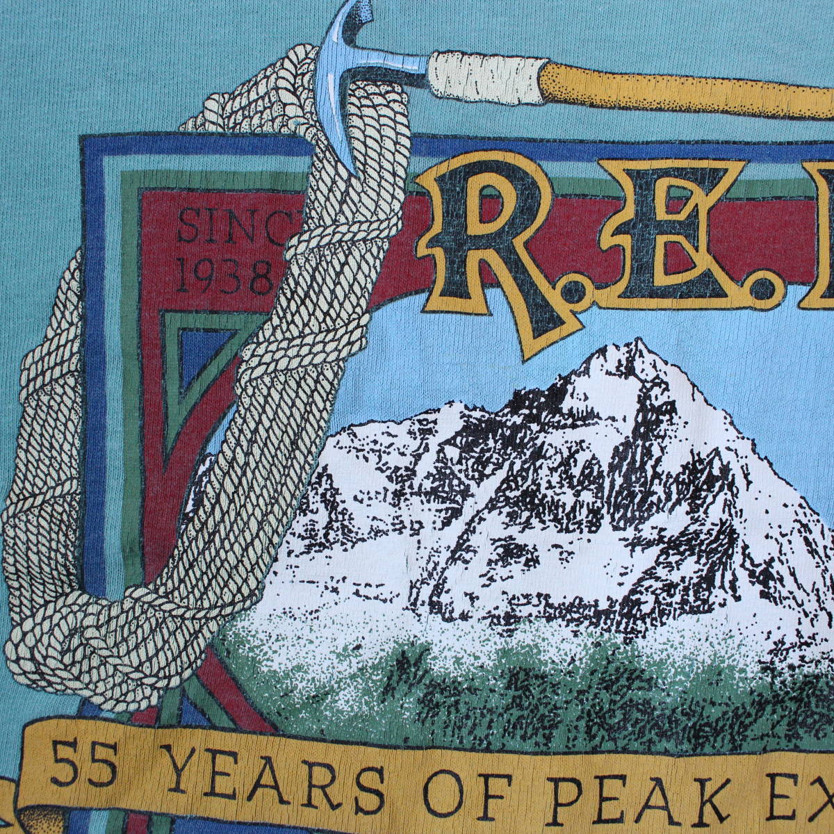 1993年 REI 55周年記念 限定ヴィンテージTシャツ マウンテン ピッケル アイゼンUSAアメリカ製 アウトドア スポーツ アート レア 登山 ギア_画像6