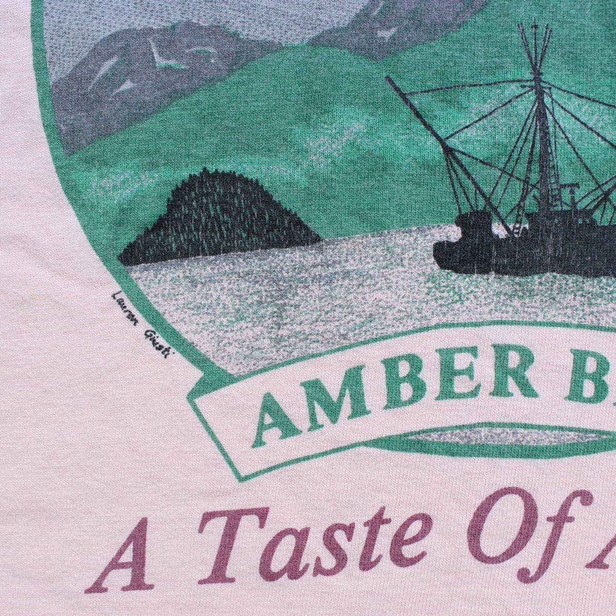 1980-90s アラスカALASKAクラフトビール ヴィンテージTシャツ アメリカ USA 古着Amber beer アートBrewing醸造所Anvilアンビル黒タグIPA _画像8