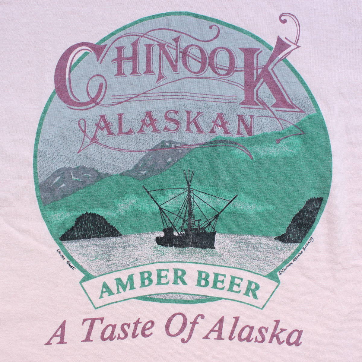 1980-90s アラスカALASKAクラフトビール ヴィンテージTシャツ アメリカ USA 古着Amber beer アートBrewing醸造所Anvilアンビル黒タグIPA _画像4