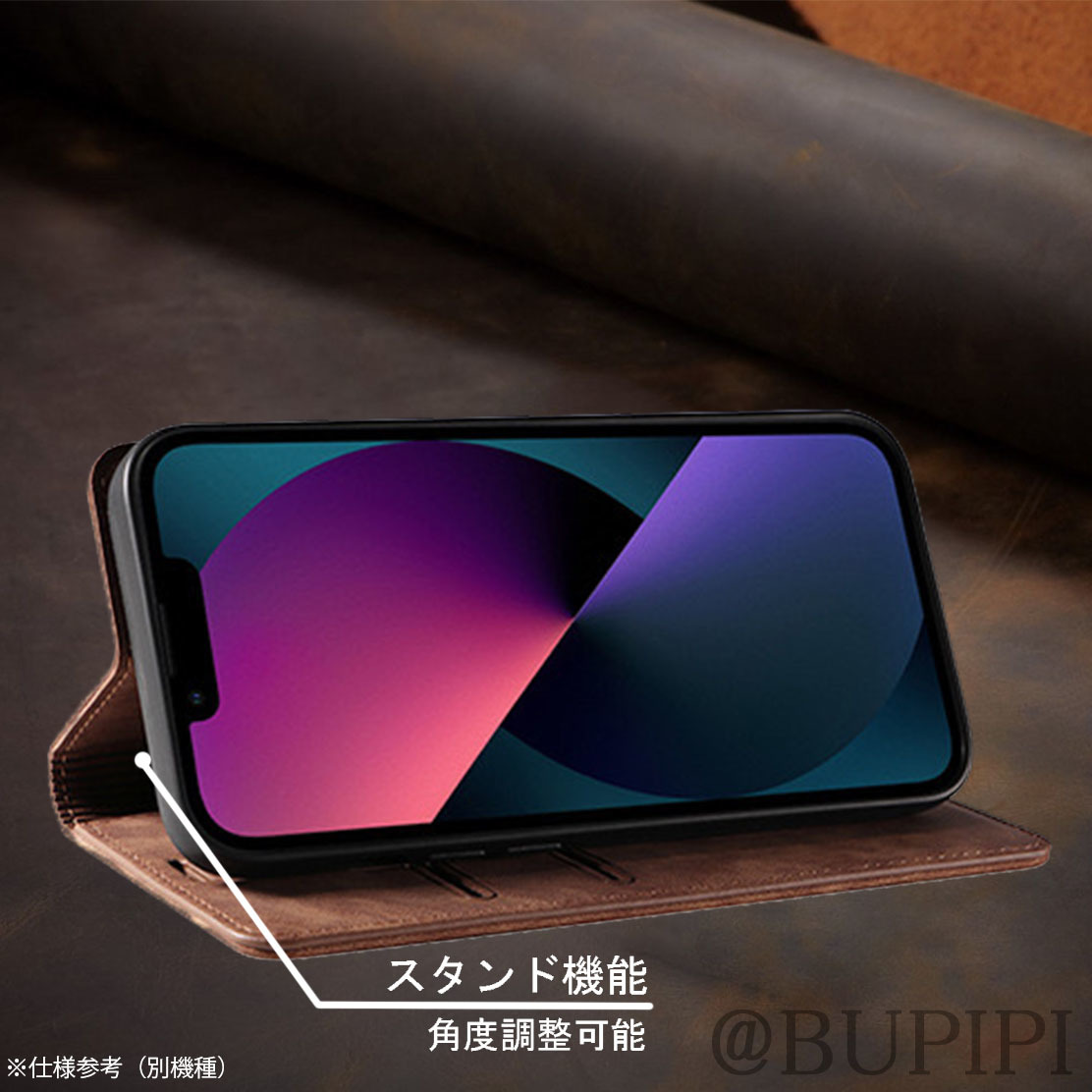手帳型 スマホケース 高品質 レザー iphone XR 対応 本革調 ブラウン カバー カード 収納