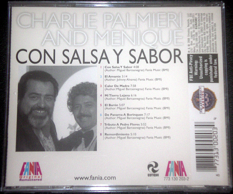 チャーリー・パルミエリ＆メニーケ CHARLIE PALMIERI AND MENIQUE / CON SALSA Y SABOR 稀少盤_画像3