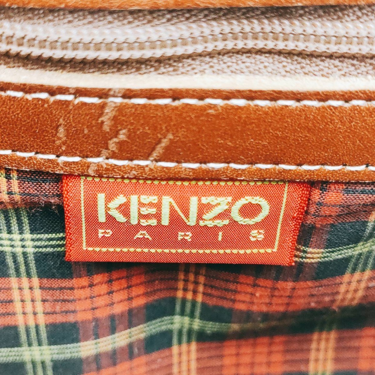 【やや美品】KENZO ケンゾー 花柄 ショルダーバッグ ショルダーポーチ 斜めがけ 肩掛け 昭和レトロ ハンド トート コンパクト ブラウン_画像9