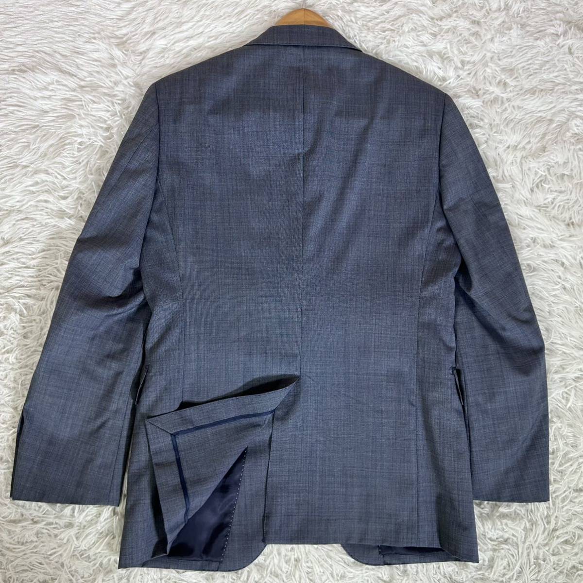 【美品】THE SUIT COMPANY ザスーツカンパニー スーツ REDA イタリア製生地 165㎝-6Drop シングル 2B 背抜き ネイビー 柄無地 メンズ 春夏_画像4