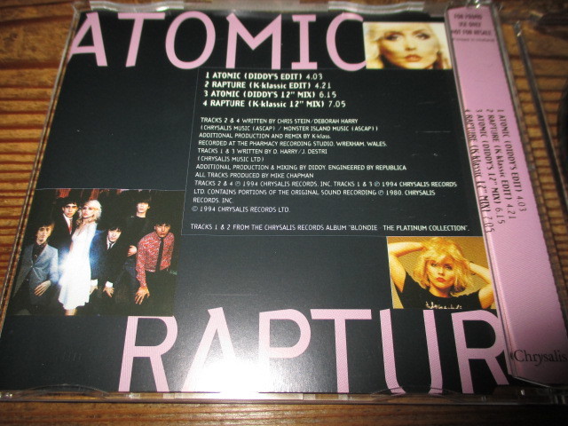 blondie atomic/rapture (RARE4tracks送料込み）