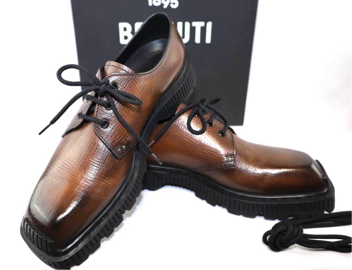 新品 BERLUTI カムデンレザーダービーシューズ ブラウン サイズ9 新品 BERLUTI カムデンレザーダービーシューズ ブラウン サイズ9