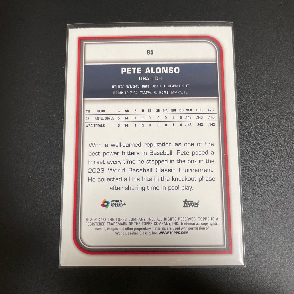 2023 Topps World Baseball Classic Pete Alonso ピート・アロンソ USA New York Mets WBC_画像2