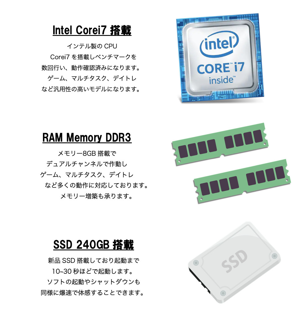 Valorant FPS201値【ゲーミングPC一式セット】i7-3770/GTX750/FX/ストレージ6000GB/office2020/SSD240GB/Wifi接続/領収可能_画像8