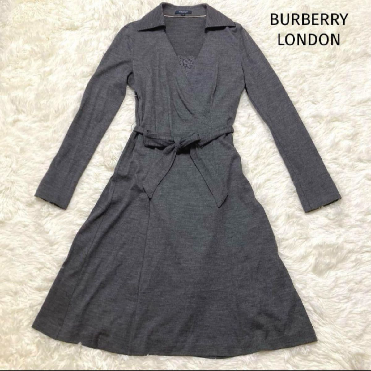 【極美品】バーバリーロンドン ストレッチ カシュクール ワンピース 38 日本製 極美品】バーバリーロンドン ストレッチ カシュクール