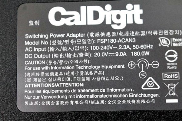 2個入荷 CalDigit ACアダプター◆FSP180-ACAN3/20V 9.0A/外径約7.5mm 内径約5.0mm◆ CalDigitAC20V01Y_画像2