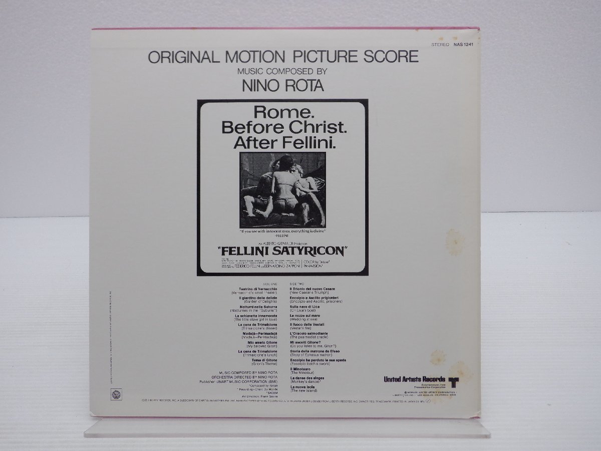 Nino Rota「Fellini Satyricon - Original Motion Picture Score」LP（12インチ）/United Artists Records(NAS 1241)/サントラ_画像2