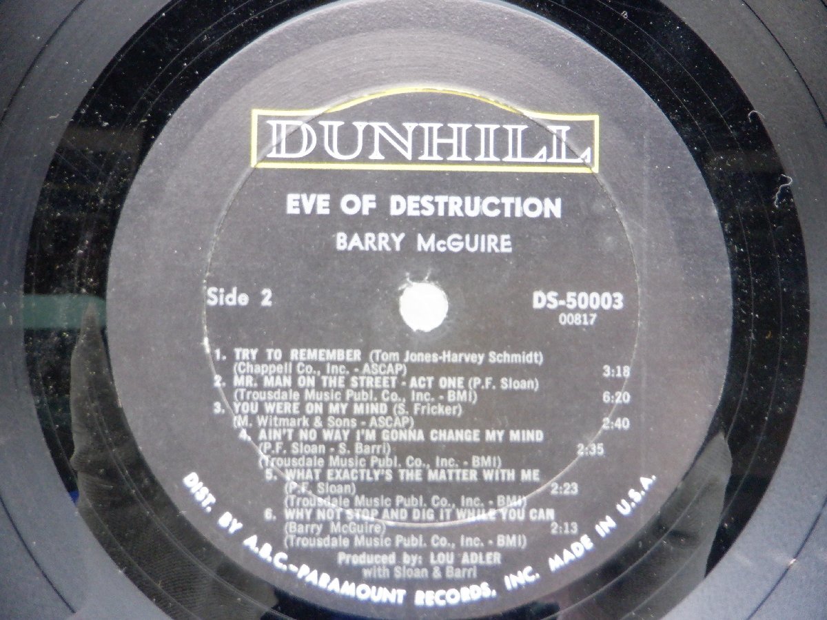 Barry McGuire「Eve Of Destruction」LP（12インチ）/Dunhill(DS-50003)/Rock_画像2