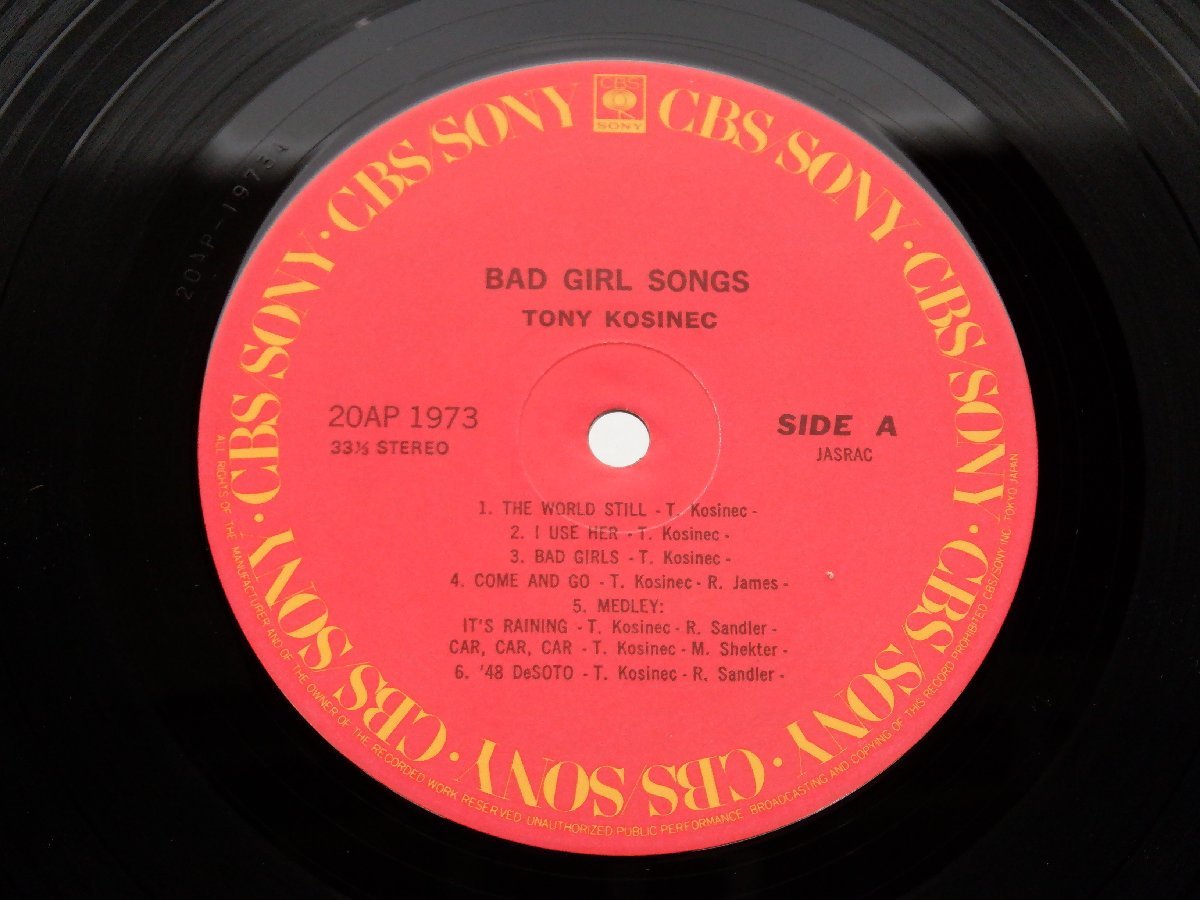 Tony Kosinec「Bad Girl Songs」LP（12インチ）/CBS/Sony(20AP 1973)/洋楽ロック_画像3