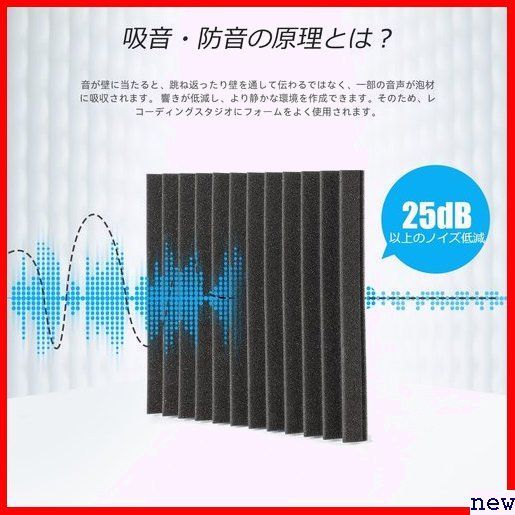 新品◎ Kuchoow 吸音材質ポリウレタン 不燃/無害/耐冲撃 部屋 吸音材 24枚セット スポンジ 防音材 吸音材 63_画像4