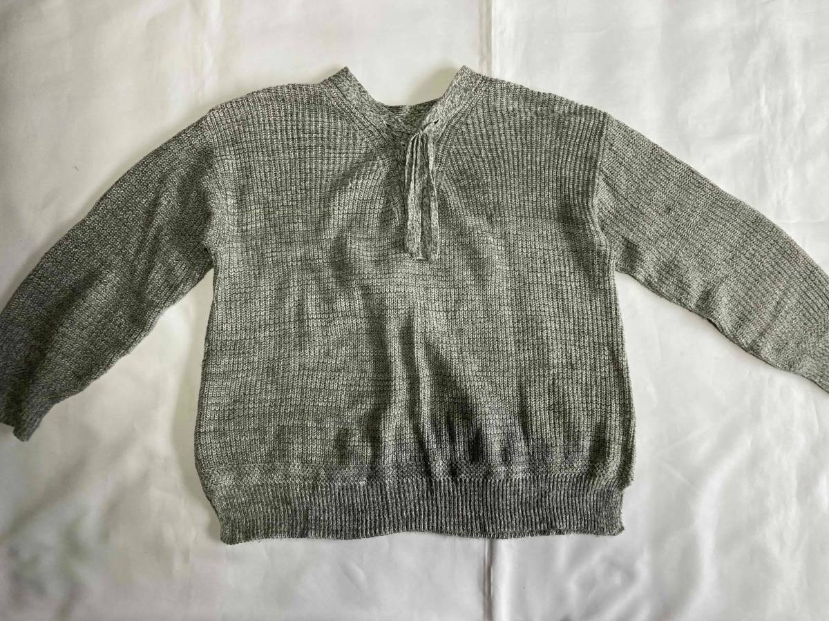 ◆GU　レディース リボン編み込みセーター・グレー　Mサイズ(大きなサイズの方も) / ジーユー_画像1