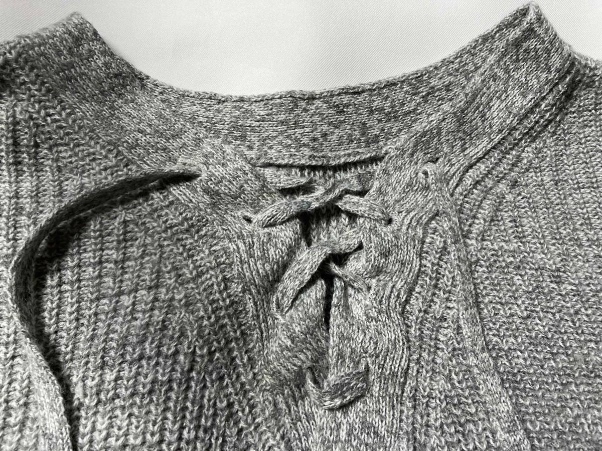 ◆GU　レディース リボン編み込みセーター・グレー　Mサイズ(大きなサイズの方も) / ジーユー_画像4