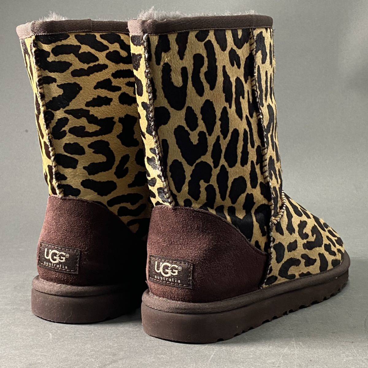 Ga15 UGG australia アグ クラシックショートエキゾティック ムートンブーツ ハラコ レオパード シープスキン 23cm レディース 女性用_画像3