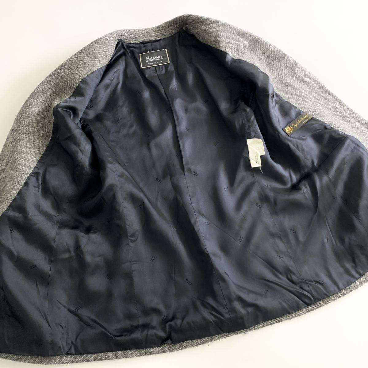 Ca20 イタリア製 HERNO ヘルノ ロロピアーナ生地 テーラードジャケット ブレザー 42 Lサイズ相当 グレー レディース 女性用_画像3