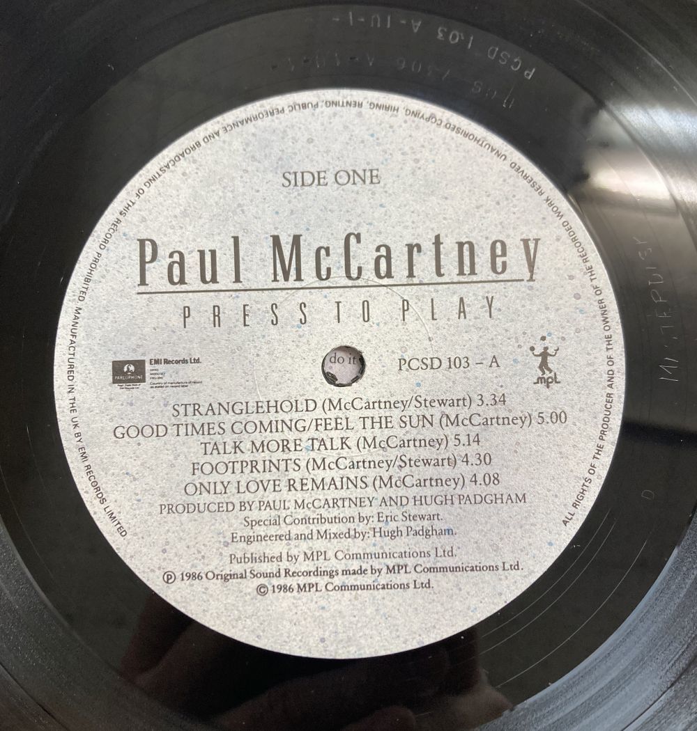 Paul McCartney／PRESS TO PLAY 【中古LPレコード】 イギリス盤 ポール・マッカートニー PCSD 103_画像4