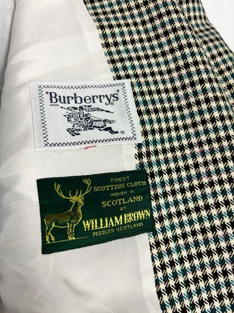 90's VINTAGE Burberrys シルク混 白タグ スコットランド製生地 レディース ツイードジャケット バーバリー william brown ビンテージ 古着_画像6