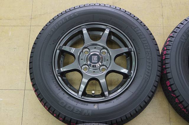 送料無料【中古 SET】145/80R12 80/78N LT ブリジストン スタッドレス W300 21年 LVF 4H100 3.5J+43 軽バン 軽トラ_画像4