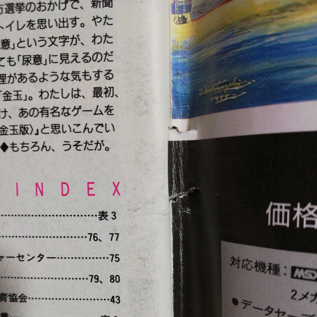 【送料無料】 MSX・FAN　1991年6月号 ｜ 信長の野望・武将風雲録、提督の決断、他_背表紙　下側の留め具部分 裏側